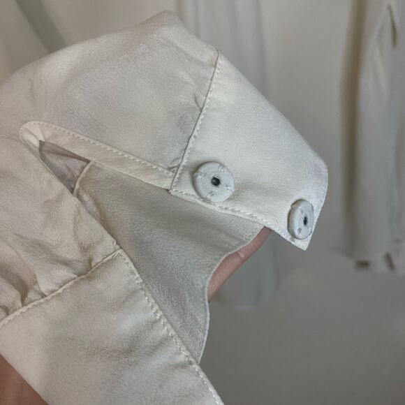 Zadig & Voltaire Deluxe 100% Silk Blouse Snap Button Ivory Size Medium - Picture 7 of 9